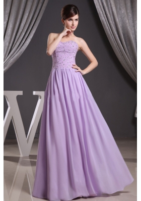 Lilac Sweetheart Floor-length Prom Dress with Beading