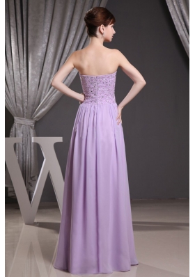 Lilac Sweetheart Floor-length Prom Dress with Beading