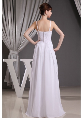 Straps Beading Ruch Wedding Dress Floor-length