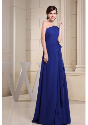 Asymmetrical Butterfly Sleeve Blue Prom Dress Chiffon