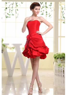 Pick-ups Red Hand Made Flower Mini-length Prom Dress