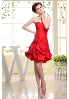 Pick-ups Red Hand Made Flower Mini-length Prom Dress