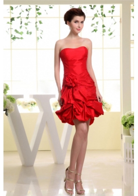 Pick-ups Red Hand Made Flower Mini-length Prom Dress