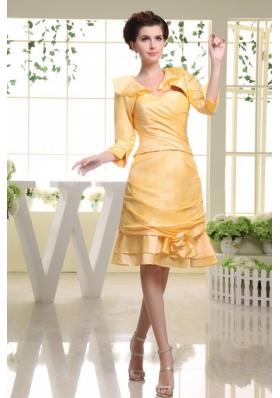 Yellow Prom Dress Knee-length Sweetheart with Jacket