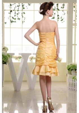 Yellow Prom Dress Knee-length Sweetheart with Jacket