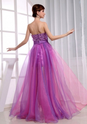 Fuchsia Paillette Beading Prom Dress Organza Sequins