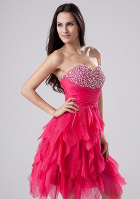 Ruffles Knee-length Cocktail Dress Sweetheart Beaded