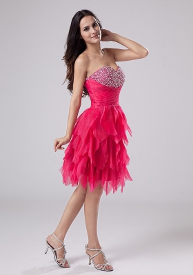 Ruffles Knee-length Cocktail Dress Sweetheart Beaded