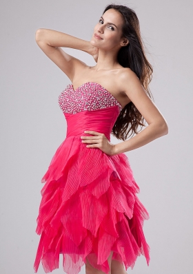 Ruffles Knee-length Cocktail Dress Sweetheart Beaded