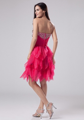 Ruffles Knee-length Cocktail Dress Sweetheart Beaded