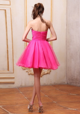 Hot Pink Mini-length Cocktail Dress With Appliques