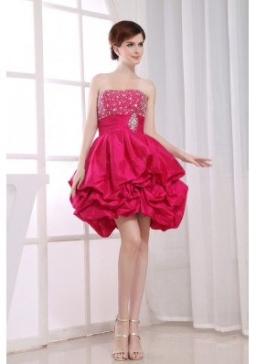 Beadwork Hot Pink Mini A-Line Prom Dresss Pick-ups