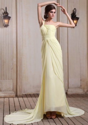 Yellow Green One Shoulder Prom Dress Court Chiffon