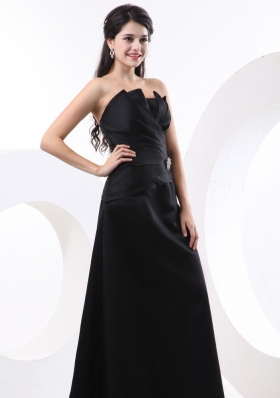 Black Taffeta Prom Evening Dress with Strapless Beading