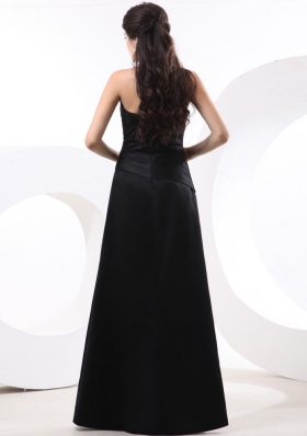 Black Taffeta Prom Evening Dress with Strapless Beading