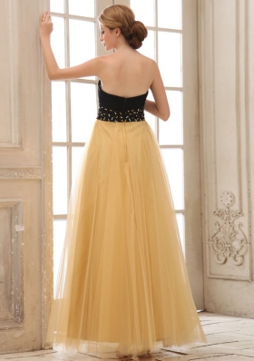 Gold Tulle Sweetheart Prom Dress with Sweetheart