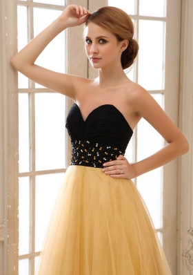 Gold Tulle Sweetheart Prom Dress with Sweetheart