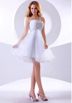 Beading Prom Dress One Shoulder Organza Knee-length