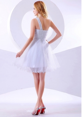 Beading Prom Dress One Shoulder Organza Knee-length