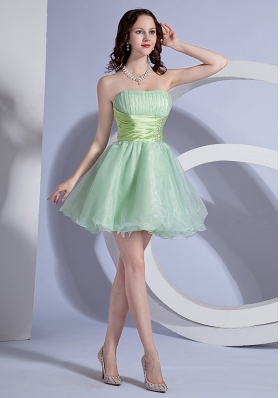 Apple Green Prom Dress Mini-length Beading Organza