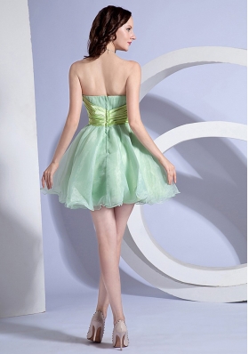 Apple Green Prom Dress Mini-length Beading Organza