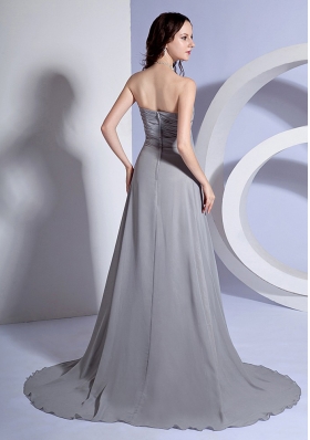 Brush Train Beads Sweetheart Grey Dress for Prom