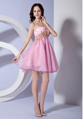 Appliques Prom Dress Sweetheart Pink Mini-length