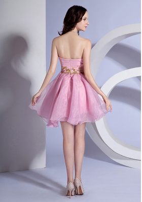 Appliques Prom Dress Sweetheart Pink Mini-length