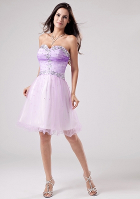 Beaded Lavender Mini-length Organza Cocktail Dress