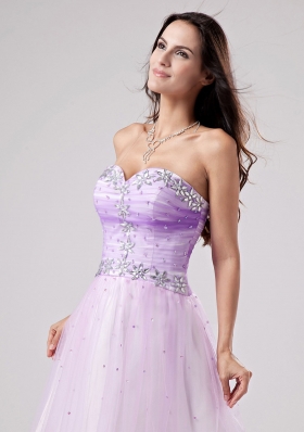 Beaded Lavender Mini-length Organza Cocktail Dress