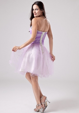 Beaded Lavender Mini-length Organza Cocktail Dress