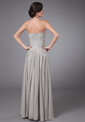 Column Sweetheart Chiffon Beading Prom Dress Grey