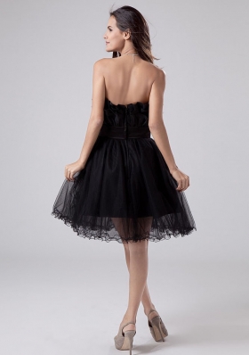 Ribbons A-Line Black Tulle Mini-length Prom Dress