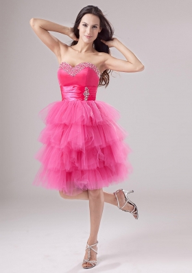 Layered Pink Beads Ruched Dress for 2013 Prom