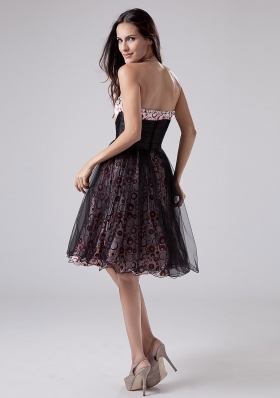 Prints and Tulle Prom Dress Beadings Short A-line