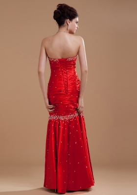 Wine Red Mermaid Evening Dress Beaded Sweetheart