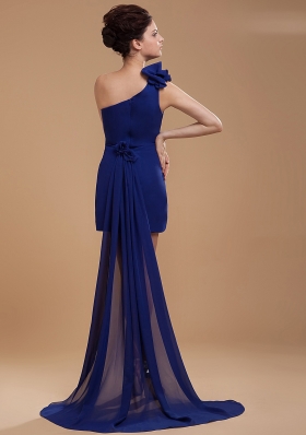 Royal One Shoulder Cocktail Dress Hand Flower Watteau