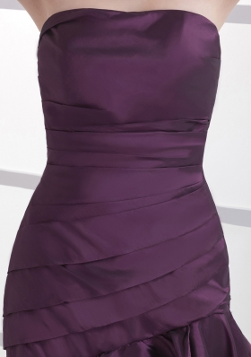 Dark Purple Cocktail Dress Mermaid Ruched Knee-length