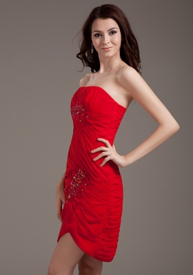 Beading Red Mini-length Prom Dress 2013 New Arrival