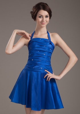 Halter Peacock Prom Dress Beading Pleats Customize