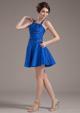 Halter Peacock Prom Dress Beading Pleats Customize