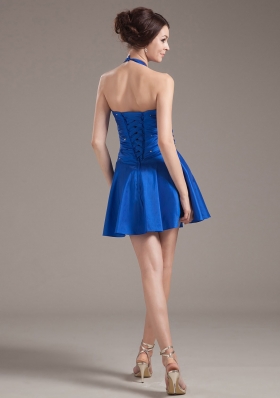 Halter Peacock Prom Dress Beading Pleats Customize