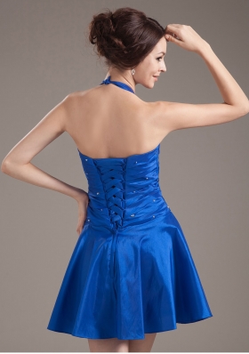 Halter Peacock Prom Dress Beading Pleats Customize