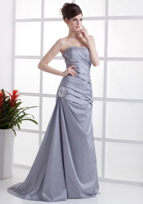 Beading Grey Brush 2013 Prom Pageant Dress Pleats Designer