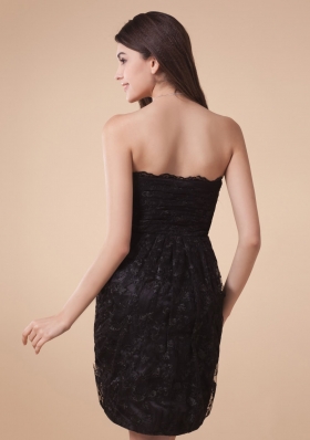 Lace Over Bow Little Black Dress For Prom Mini-length