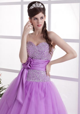 Sweet Lavender Prom Dress Beaded Hand Made