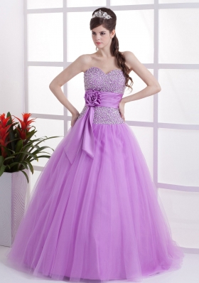 Sweet Lavender Prom Dress Beaded Hand Made