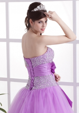 Sweet Lavender Prom Dress Beaded Hand Made