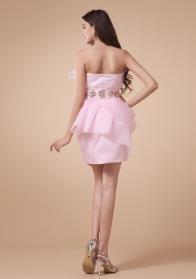 Fashionable Prom Graduation Dress Baby Pink Hand Made Beading