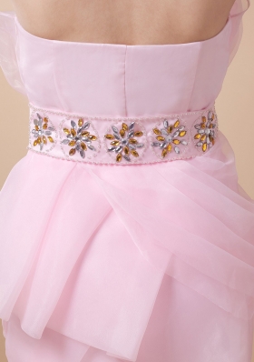 Fashionable Prom Graduation Dress Baby Pink Hand Made Beading